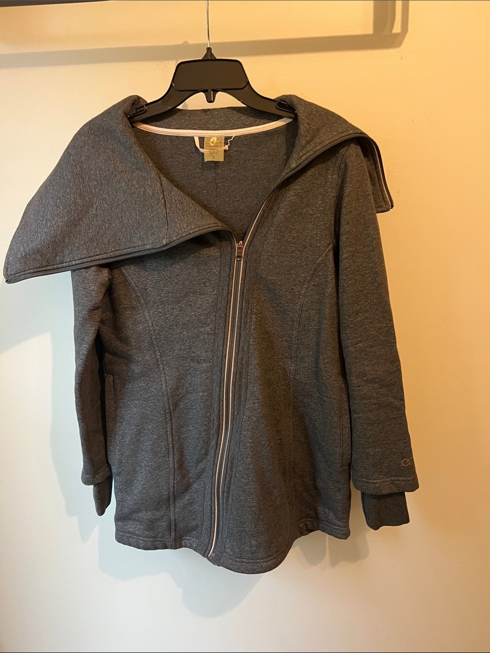 CALIA by Carrie Underwood Charcoal Asymmetrical Zip Jacket